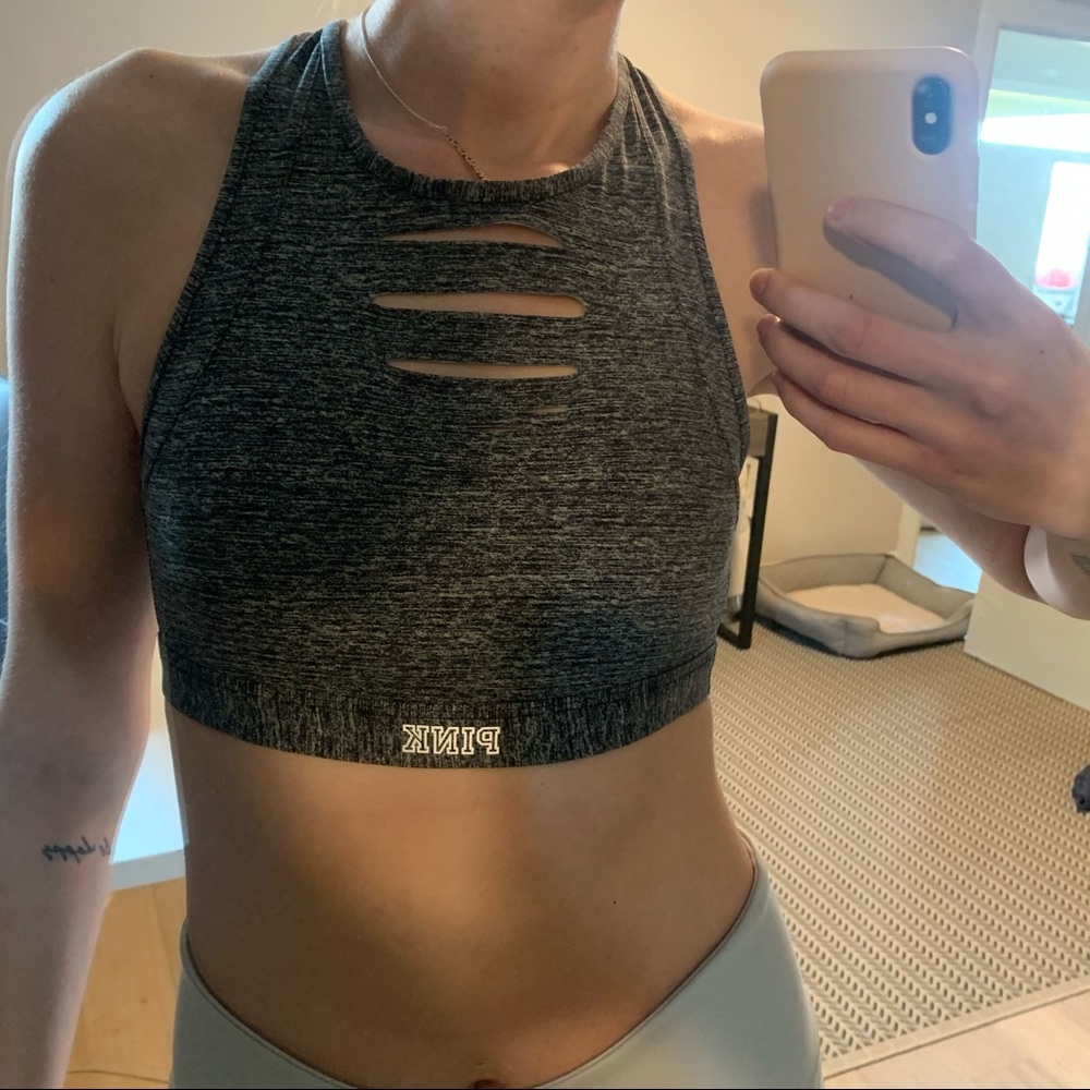 PINK by VS heather grey sports bra in size small